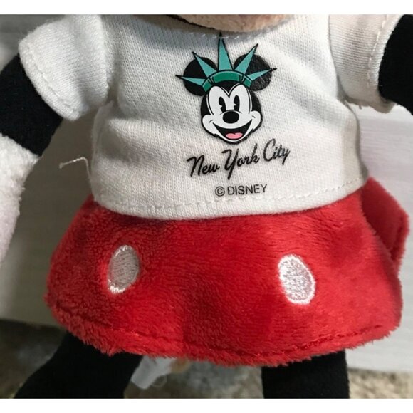 Disney NYC Minnie Mouse Plush Toy With Red Polka Dot Bow & Skirt 8" - Picture 4 of 10